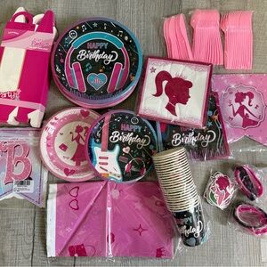 Pink & Black Birthday Party Tableware Set - Girls’ Party Supplies